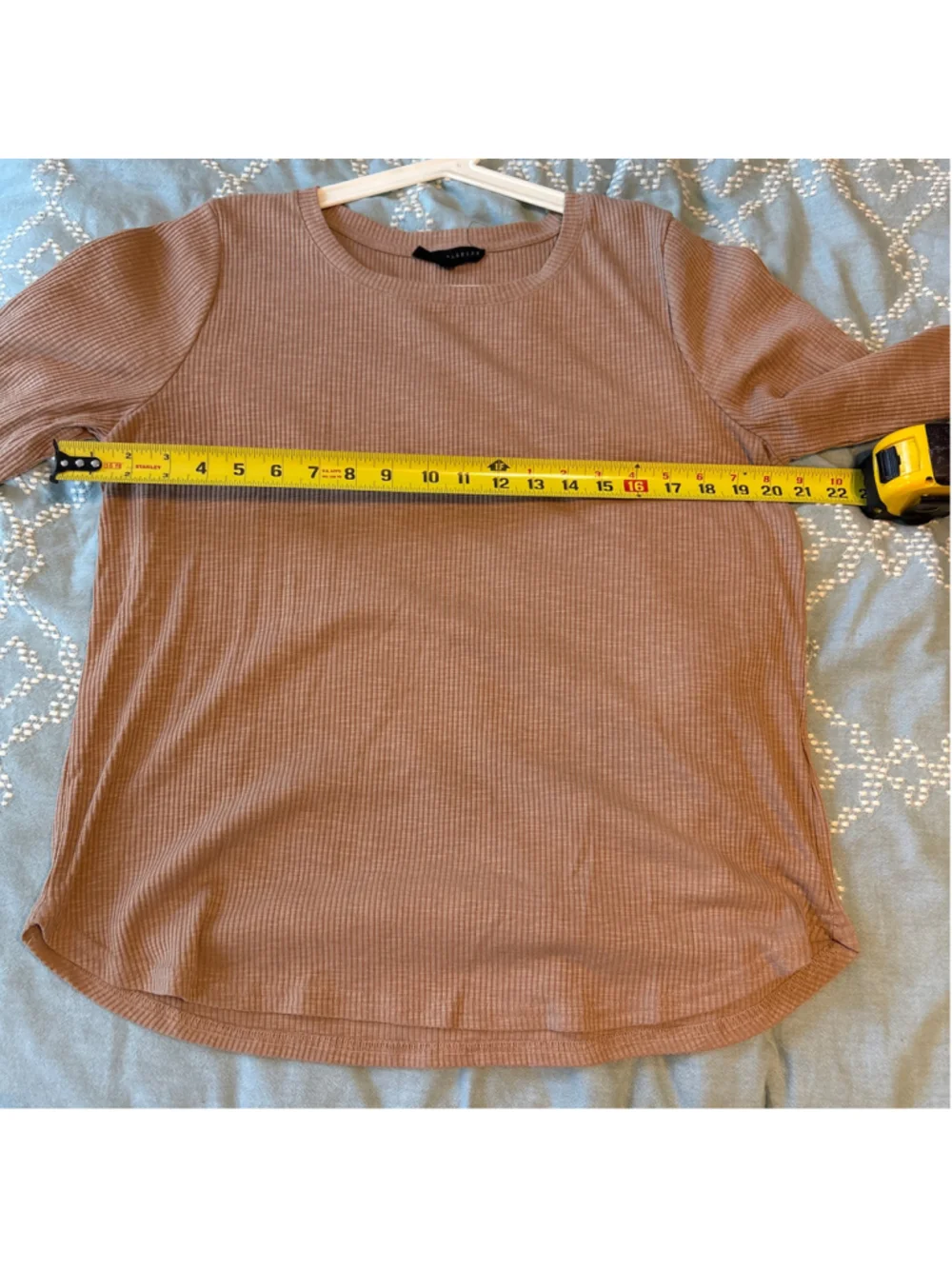 Women's Jane + Delancey Long Sleeve Ribbed Tee Beige Size L